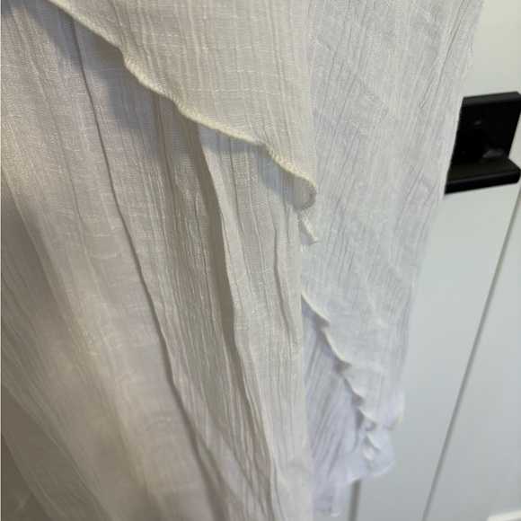 Casa Donna Linen Blend Layered Ruffled White Sleeveless Midi Dress Size Large - Picture 6 of 11